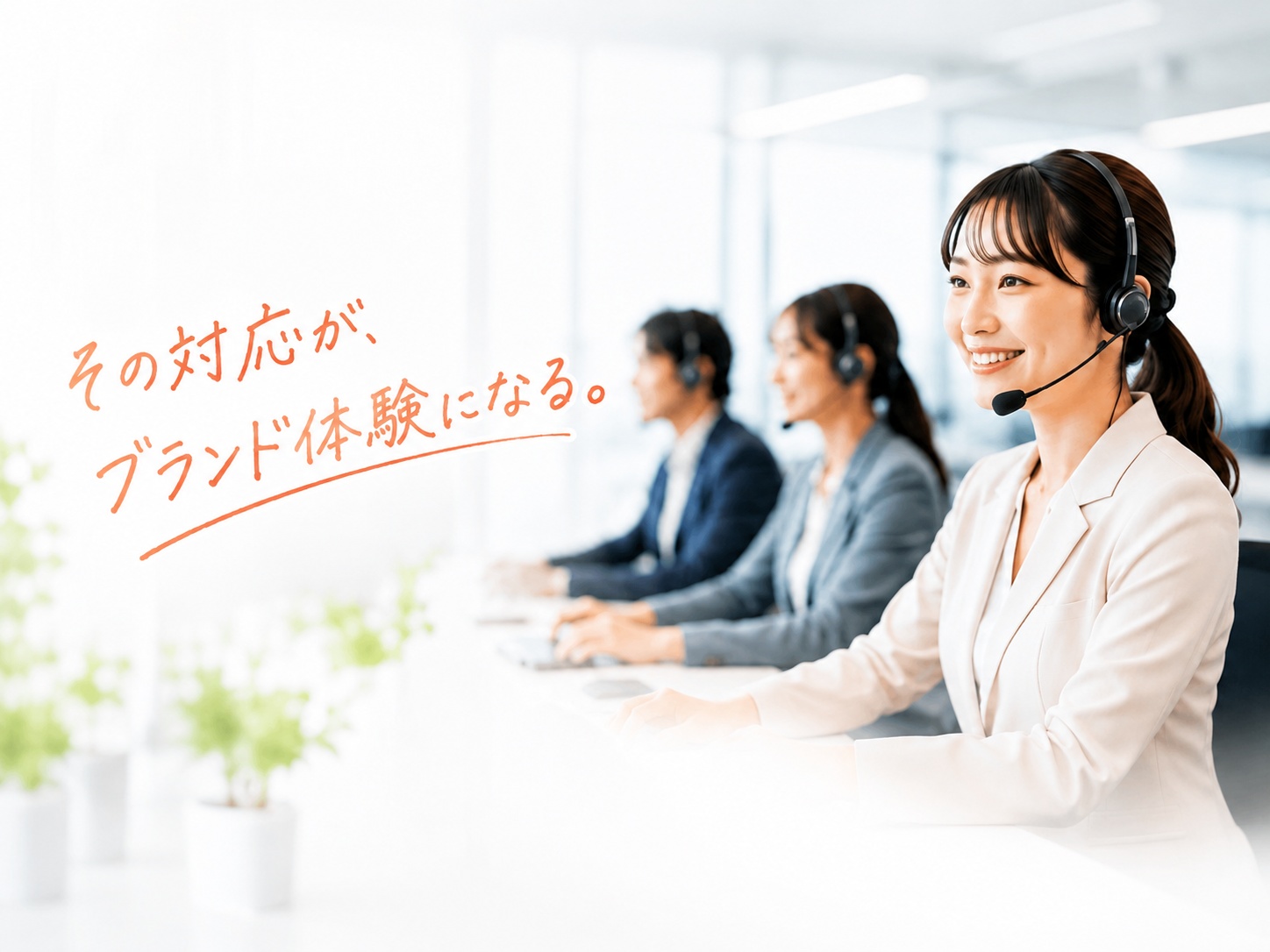 笑顔で応対するコンタクトセンターのオペレーター